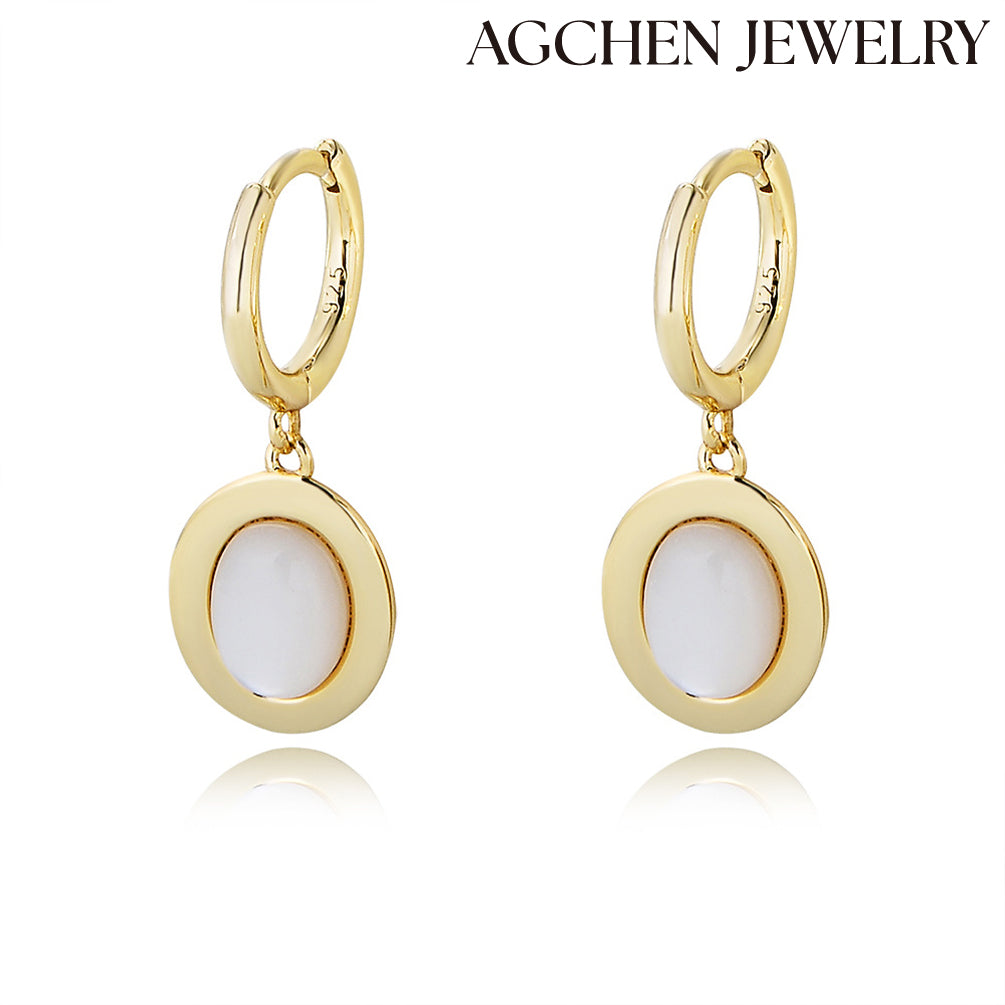 agchenjewelry Oval Moonstone Earrings agfashion circle earrings