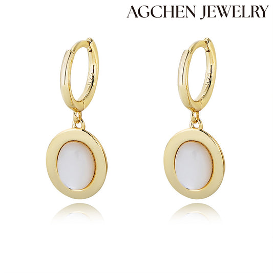 agchenjewelry Oval Moonstone Earrings agfashion circle earrings