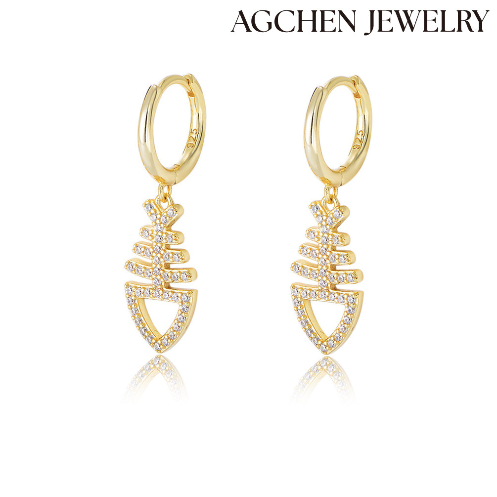 Fishbone-shaped Earrings agchenjewelry large hoop earrings large gold hoop earrings