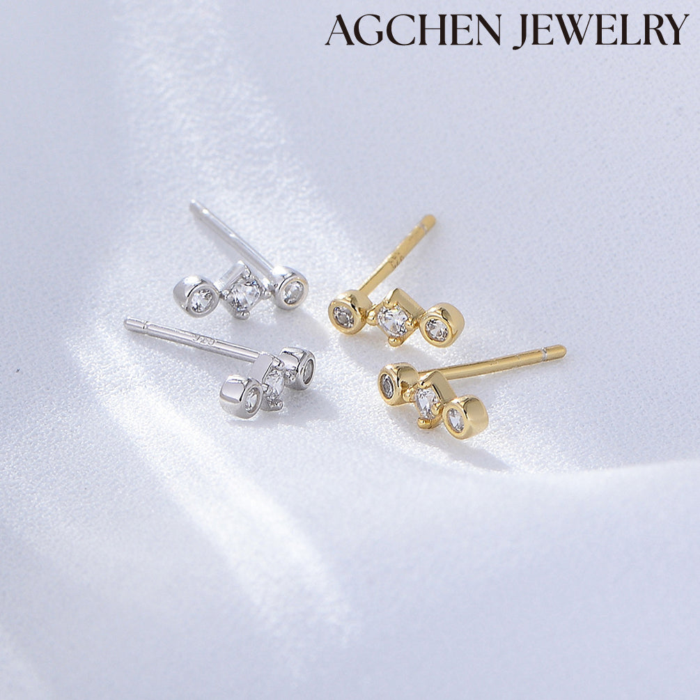Geometric Cubic Zirconia Earrings agchenjewellery agjewelry women earring stud earrings diamond stud earrings