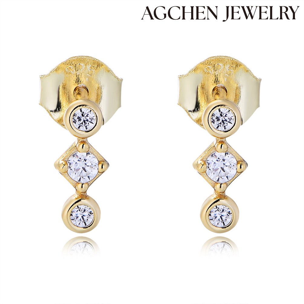 Geometric Cubic Zirconia Earrings agchenjewellery agjewelry square earrings square diamond earrings