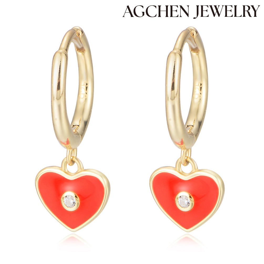 Red Heart Earrings agchenjewelryheart earrings pandora heart earringsheart hoop earrings