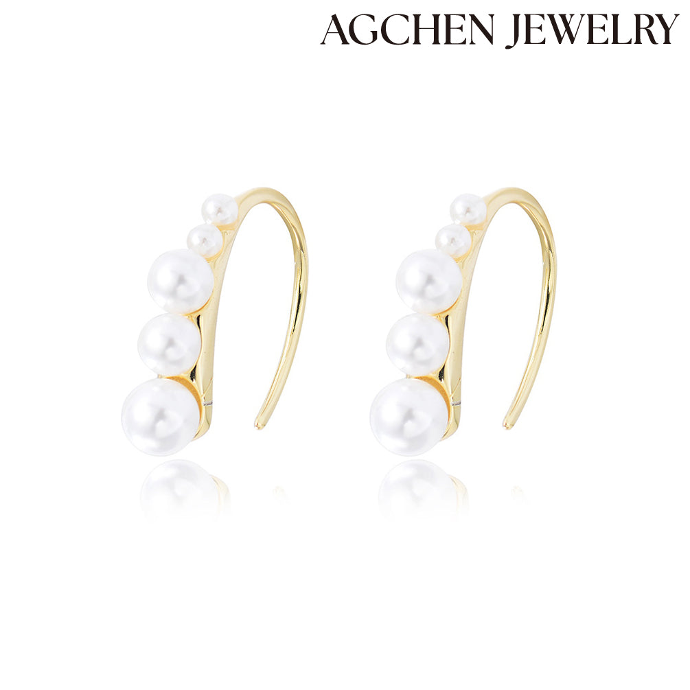 Pea-shaped Pearl Earrings large pearl earrings peacock feather earrings