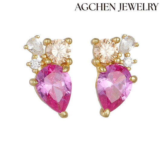 Pink Teardrop  Zirconia Earrings agchenjewelry agjewelry agfashion pink earrings  pink diamond earrings