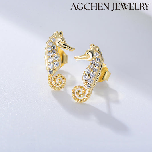 Seahorse Cubic Zirconia Earrings cute earring sets cute hoop earrings cute clip on earrings