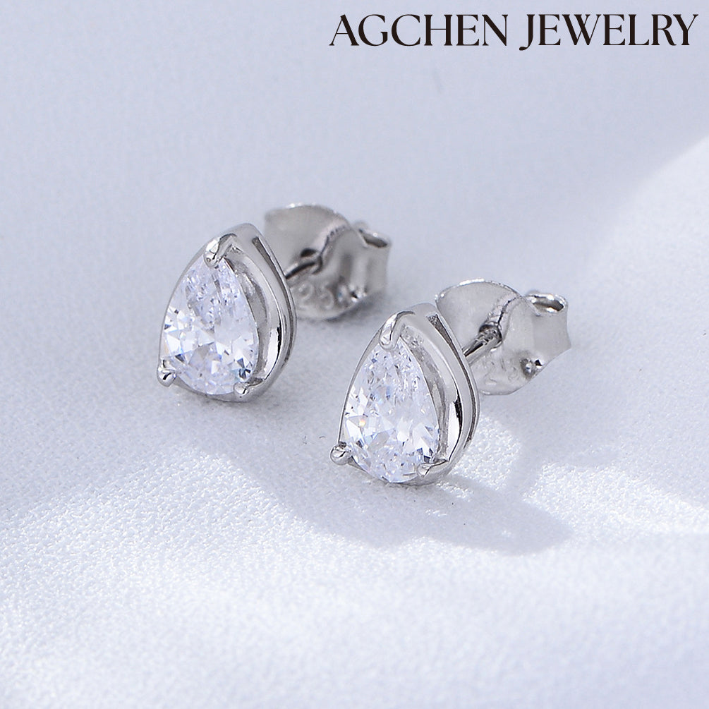 teardrop pearl earrings agchenjewelry zirconia earring