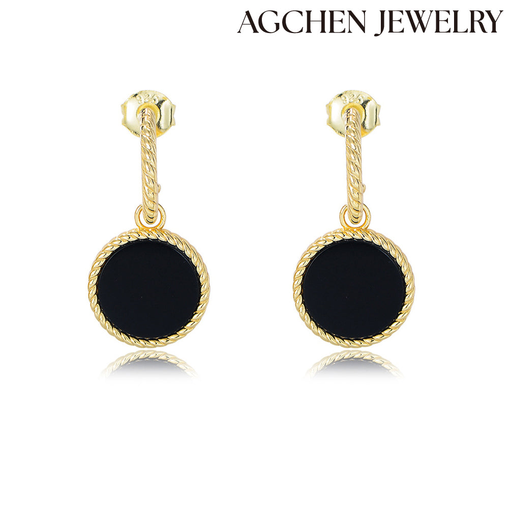 Black Circular Earrings agchenjewelry earrings for girlfriend gold stud earrings for girls simple earrings for girls simple earrings for girls