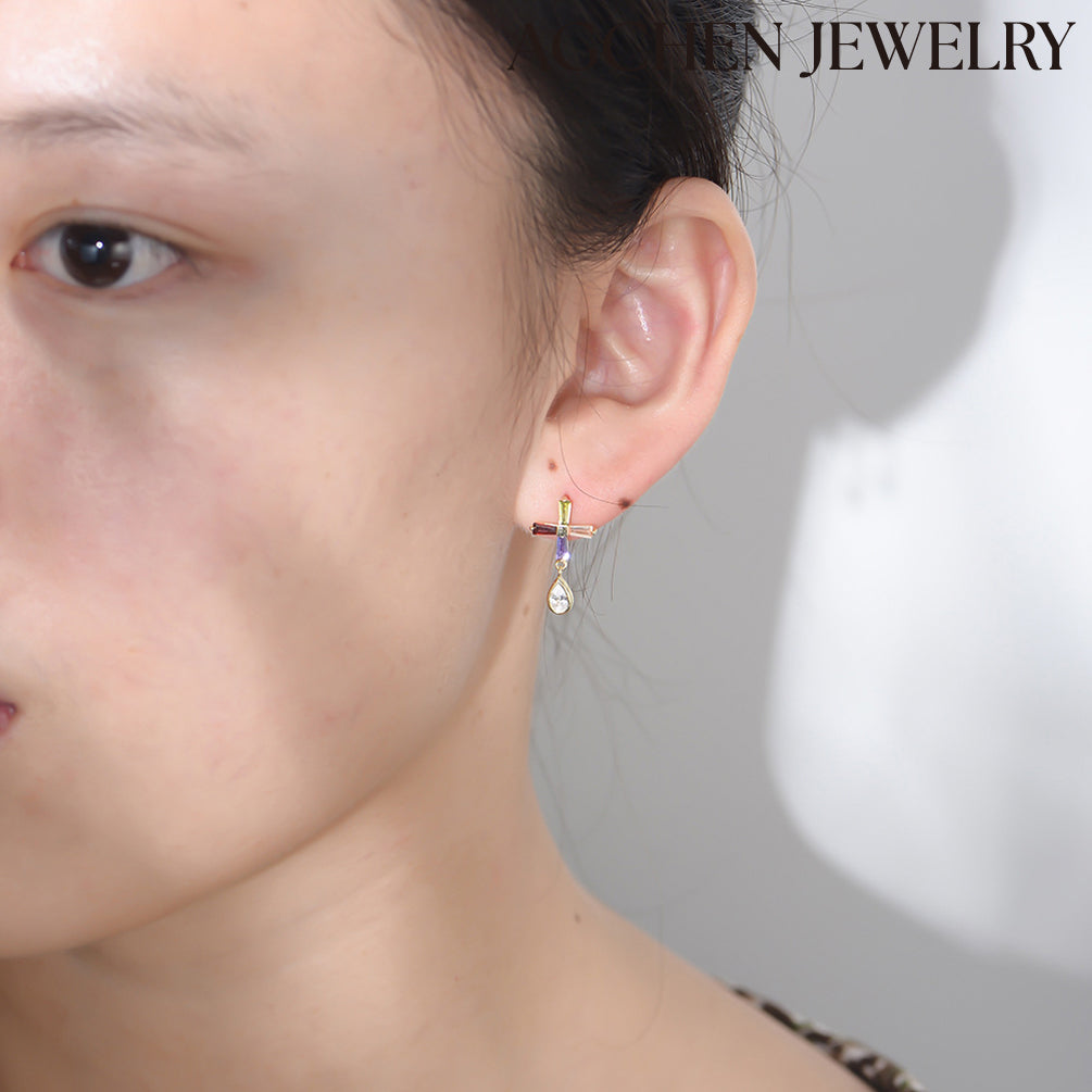 crystal hoop earrings black crystal earrings red stone earrings