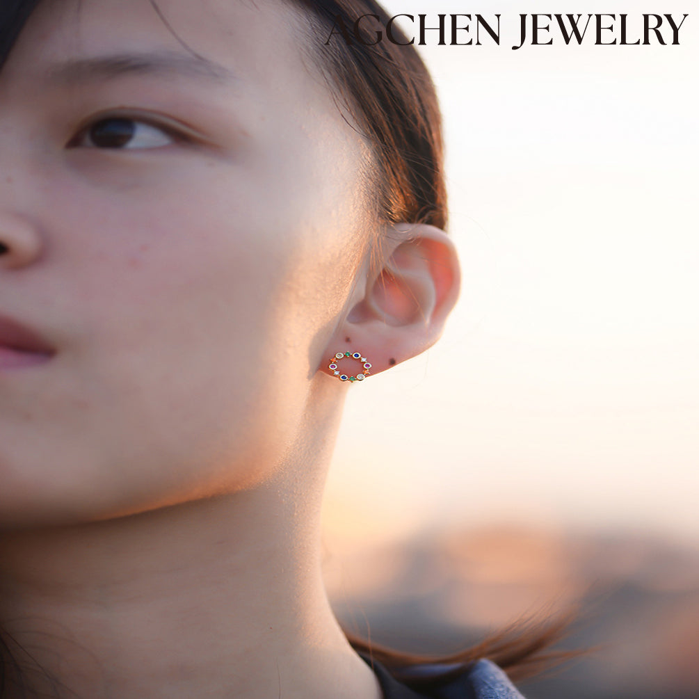 agchenjewelry dissent collar earrings circle diamond earrings