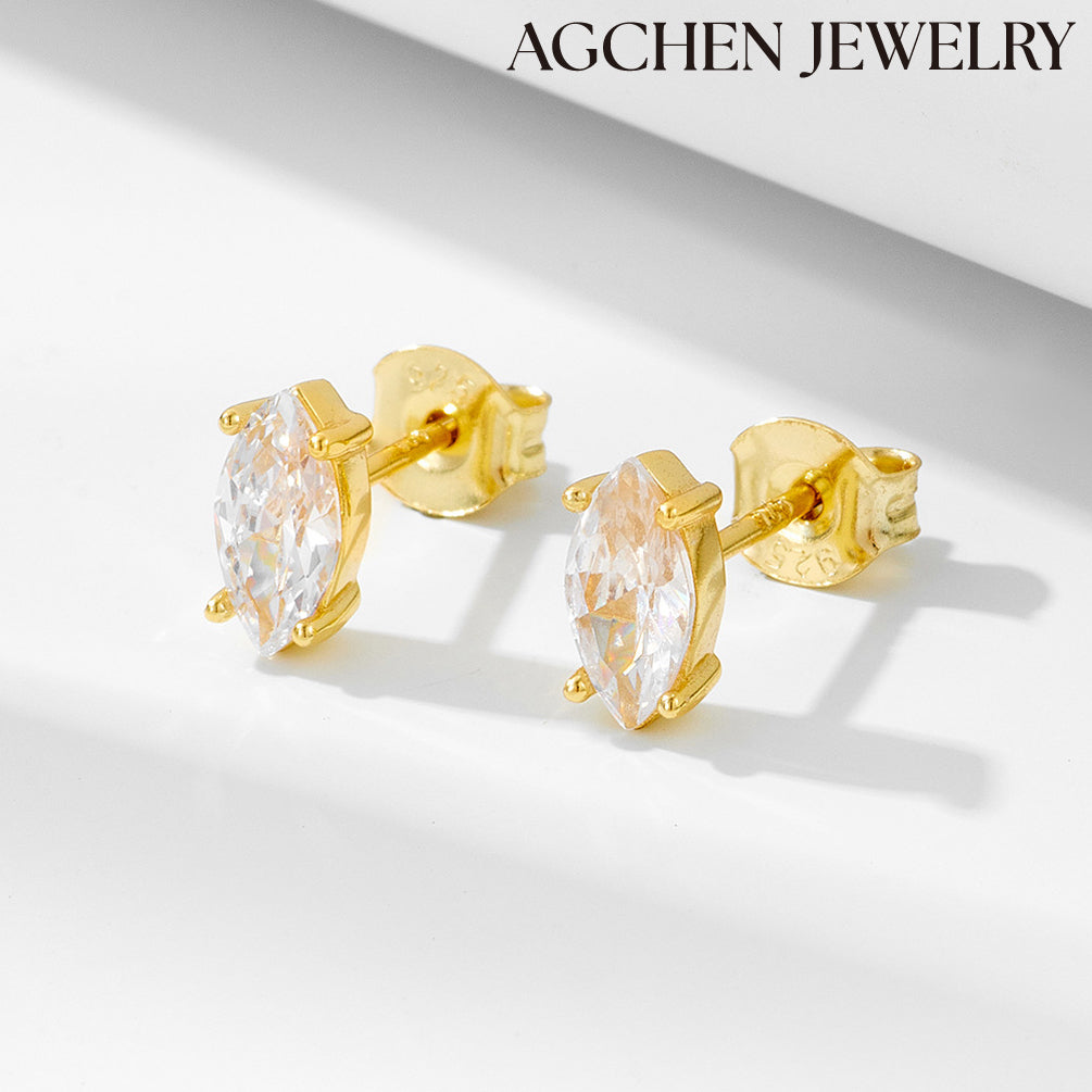 Horse Eye Cubic Zirconia Earrings agchenjewelry agjewelry agfashion earring cuteearring white gold stud earrings  white earrings
