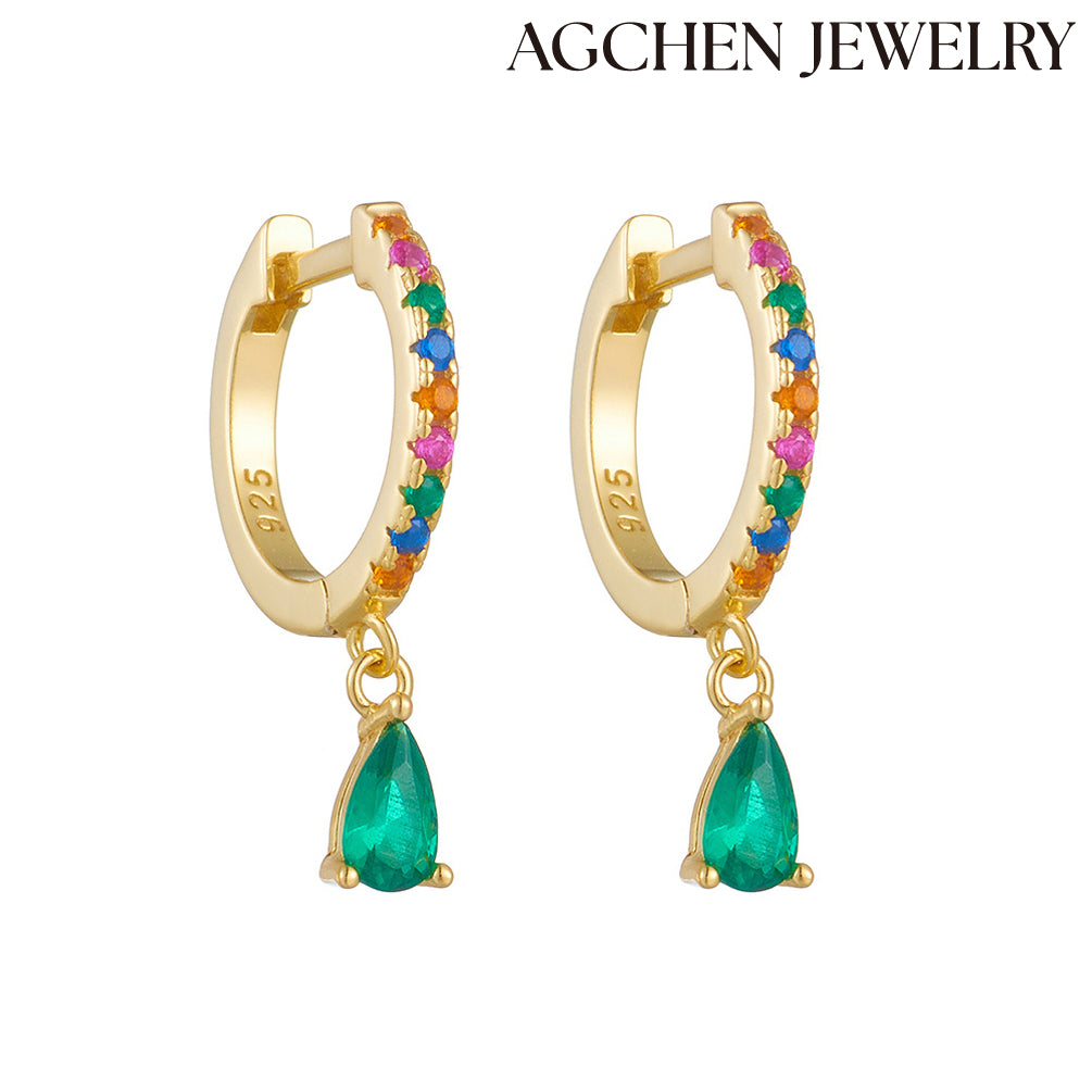 Multicolored Cubic Zirconia Earrings agchenjewelry agjewelry agfashion earring white gold drop earrings teardrop pearl earrings