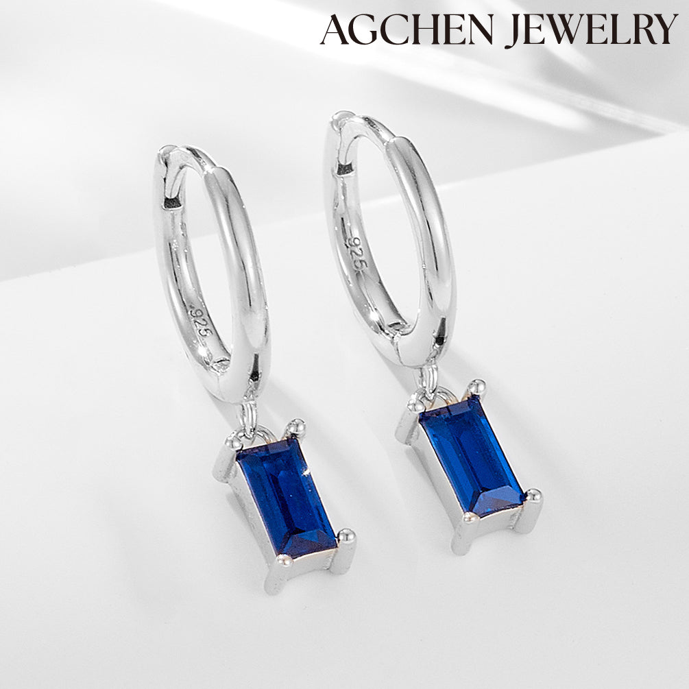 Blue Rectangular Cubic Zirconia Earrings agchenjewelry agjewelryblue nile diamond earrings blue stud earrings