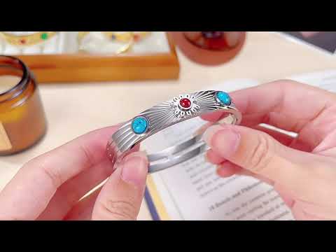 AG Plej Bona Ŝtala Brakringo Kun Turkisa Ŝtono