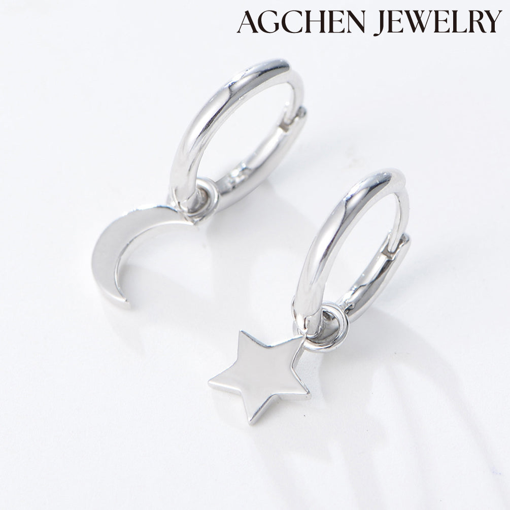 moon and star earrings crescent moon earrings