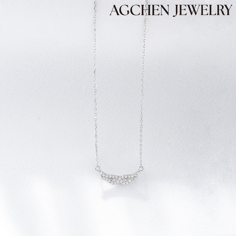 AGCHEN Europe and the United States Ins hot sale Zircon Wing S925 Sterling Silver Necklace - AGCHEN JEWELRY,925 All Styles, 925 Necklaces