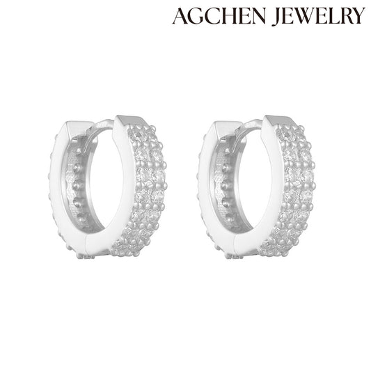 Double Row Cubic Zirconia Earrings agchenjewelry agjewelry agfashion earring huggie hoop earrings hoop earrings for women gold hoop earrings for womenmens hoop earrings