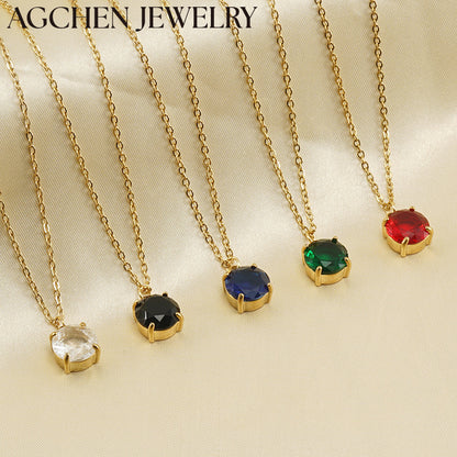 AG Round Zirconia Necklace