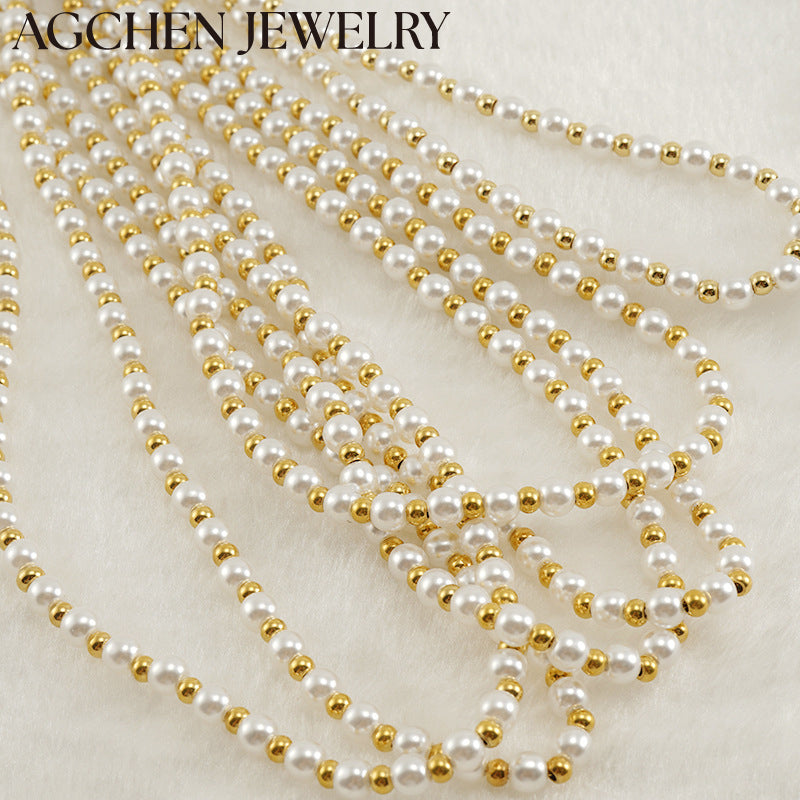AG Stainless Steel Pearl Chain Necklace
