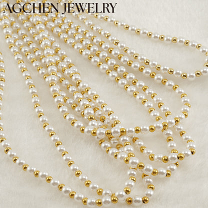 AG Stainless Steel Pearl Chain Necklace