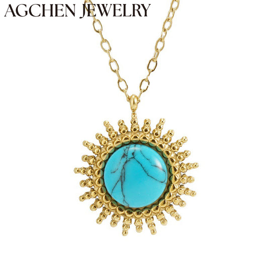 AG Stainless Steel Turquoise Stone Necklace