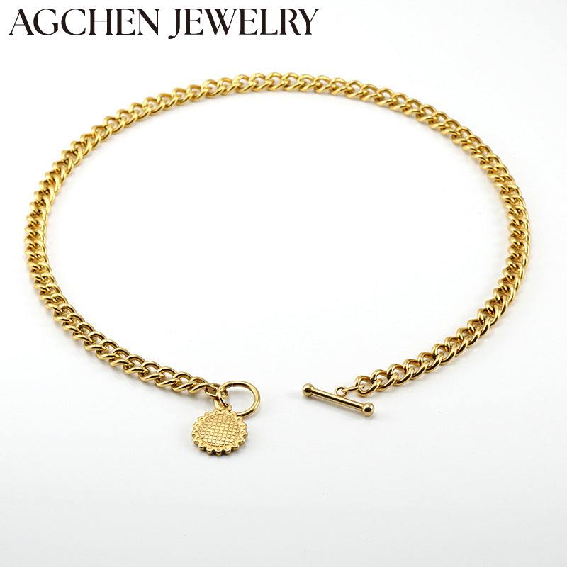 AG Stainless Steel Sunflower Necklace