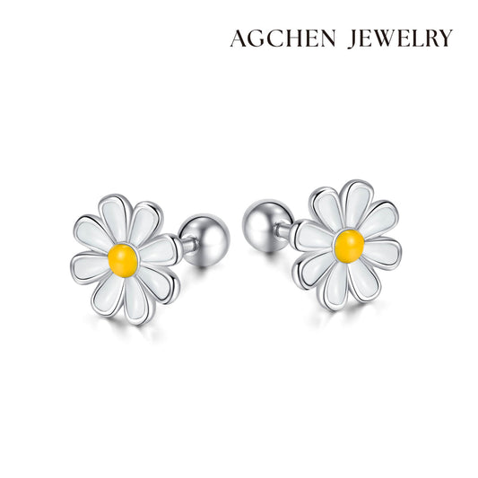 AG Natural Freedom Litte Daisy Stainless Steel Earrings - AGCHEN JEWELRY,earrings