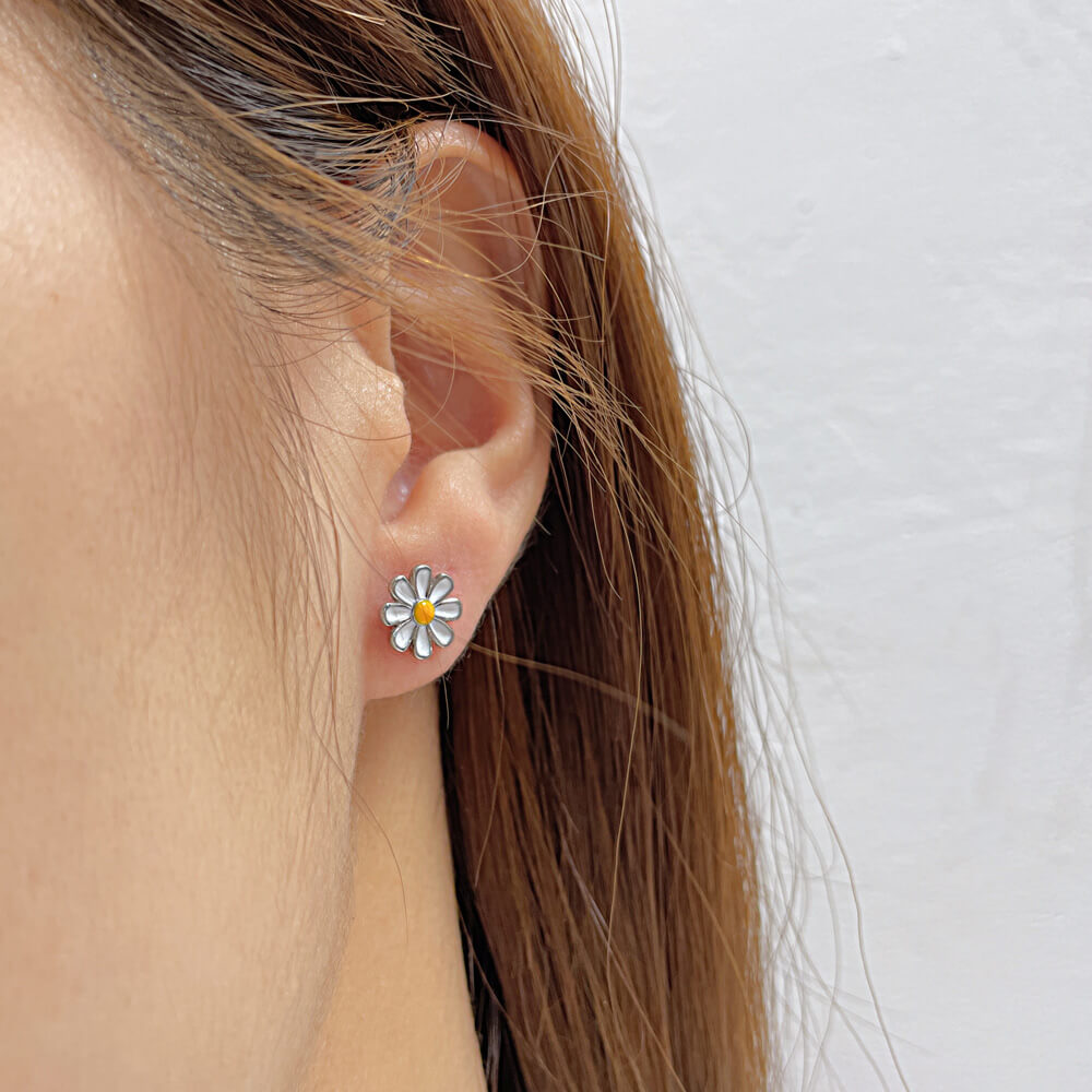 AG Natural Freedom Litte Daisy Stainless Steel Earrings - AGCHEN JEWELRY,earrings