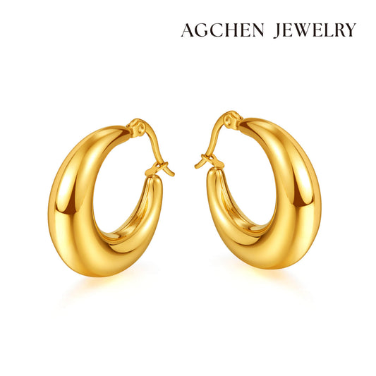 AG Luna-Inspired Gold-plated Stainless Steel Earrings - AGCHEN JEWELRY,earrings