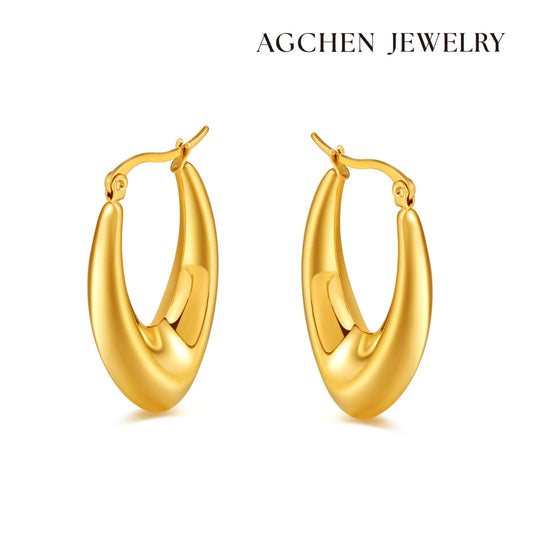 AG Radiant Beauty Raindrops Gold Stainless Steel Earrings - AGCHEN JEWELRY,earrings