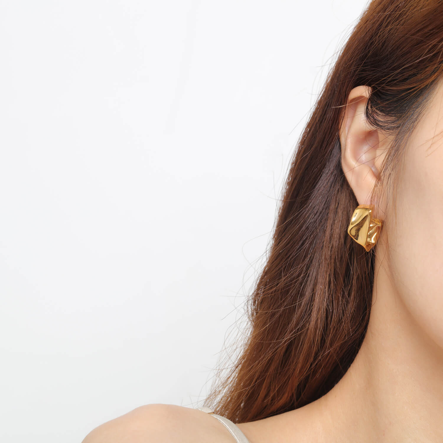 AG Unique Gold Geometric Shaped Stainless Steel Earrings - AGCHEN JEWELRY,earrings