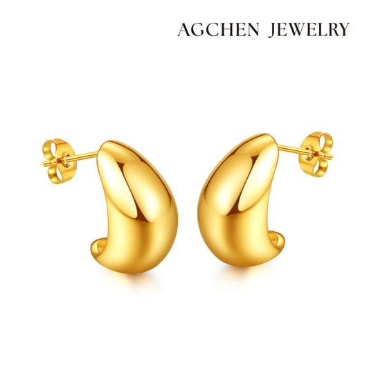 AG Gold Cute & Smart Dolphin Stainless Steel Earrings - AGCHEN JEWELRY,earrings