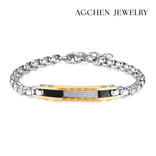 AG Lovers' Forever In Faith Bracelet With Gold-plated Stainless Steel - AGCHEN JEWELRY,lover bracelet