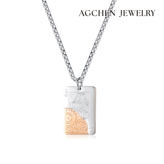 AG Lovers' King and Queen Pendant Necklace - AGCHEN JEWELRY,men necklace