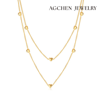 AG Lovely Gold Multi-Heart Pendant Necklace - AGCHEN JEWELRY,necklace