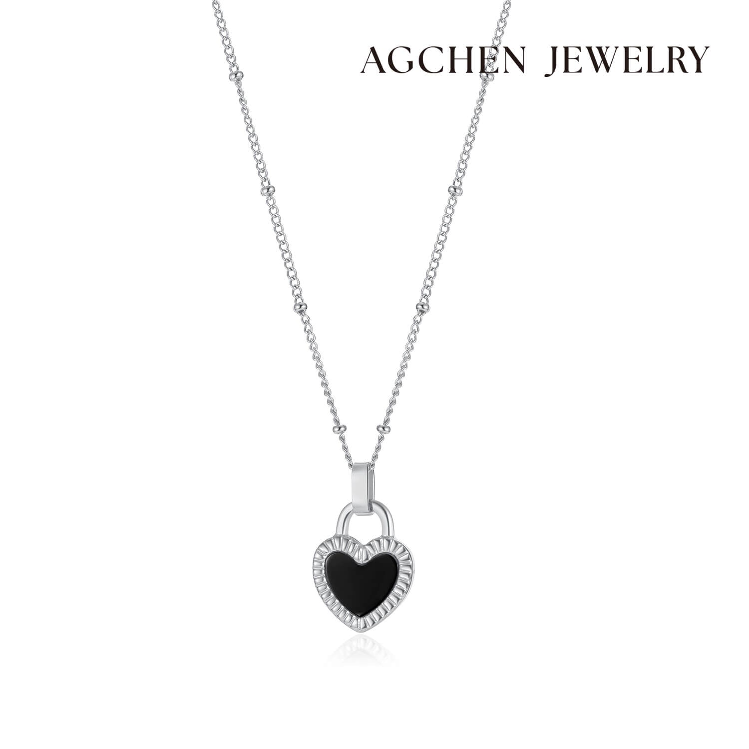AG Loyalty Black Gold Heart Pendant Necklace - AGCHEN JEWELRY,necklace
