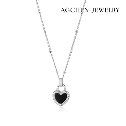 AG Loyalty Black Gold Heart Pendant Necklace - AGCHEN JEWELRY,necklace