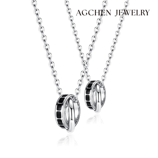 AG Love and Commitment Crossing Ring Pendant Necklace - AGCHEN JEWELRY,men necklace