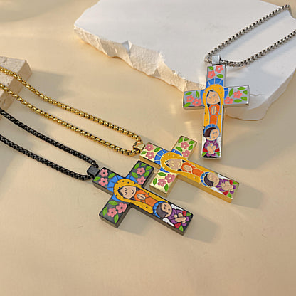 AG Lovely Mary & Nun Cross Pendant Necklace - AGCHEN JEWELRY,men necklace