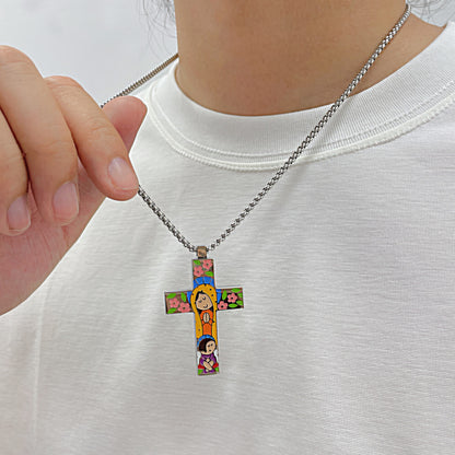 AG Lovely Mary & Nun Cross Pendant Necklace - AGCHEN JEWELRY,men necklace