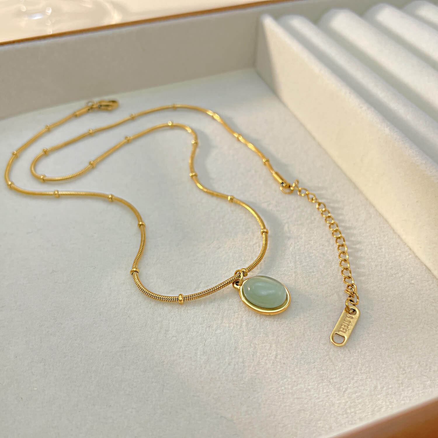 AG Golden Pendant With Big Green Opal Necklace - AGCHEN JEWELRY,necklace