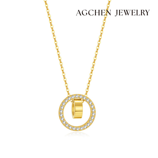 AG Seiko Diamond Pendant With Sparkling Cubic Zirconia Necklace - AGCHEN JEWELRY,necklace