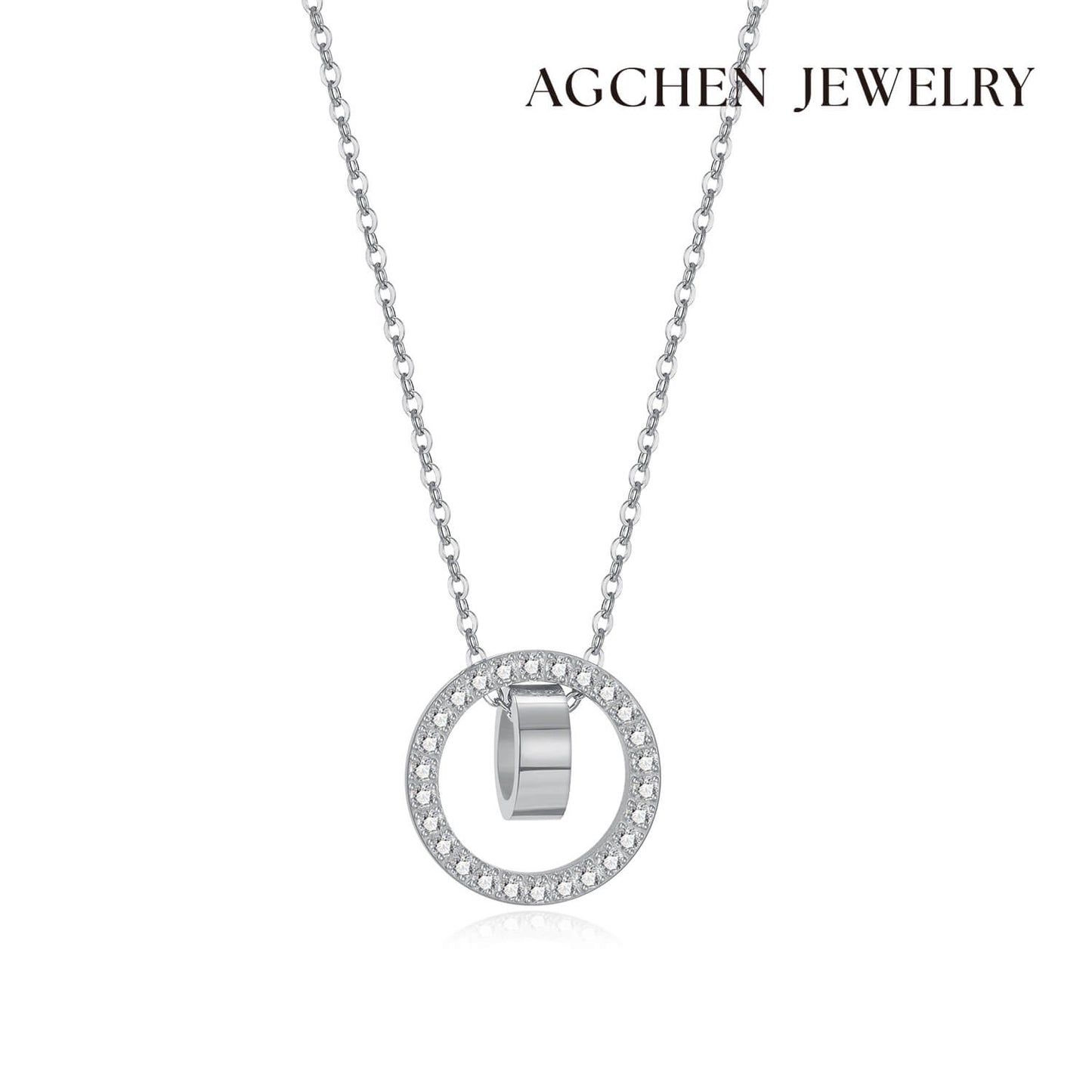 AG Seiko Diamond Pendant With Sparkling Cubic Zirconia Necklace - AGCHEN JEWELRY,necklace