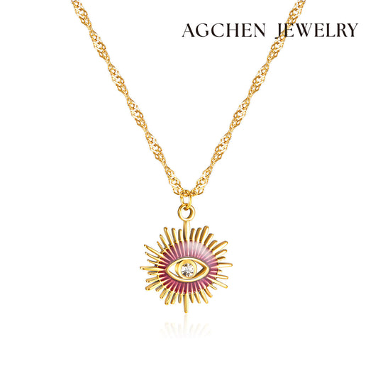 AG Gorgeous Gold Eye Stainless Steel Pendant Necklace - AGCHEN JEWELRY,necklace