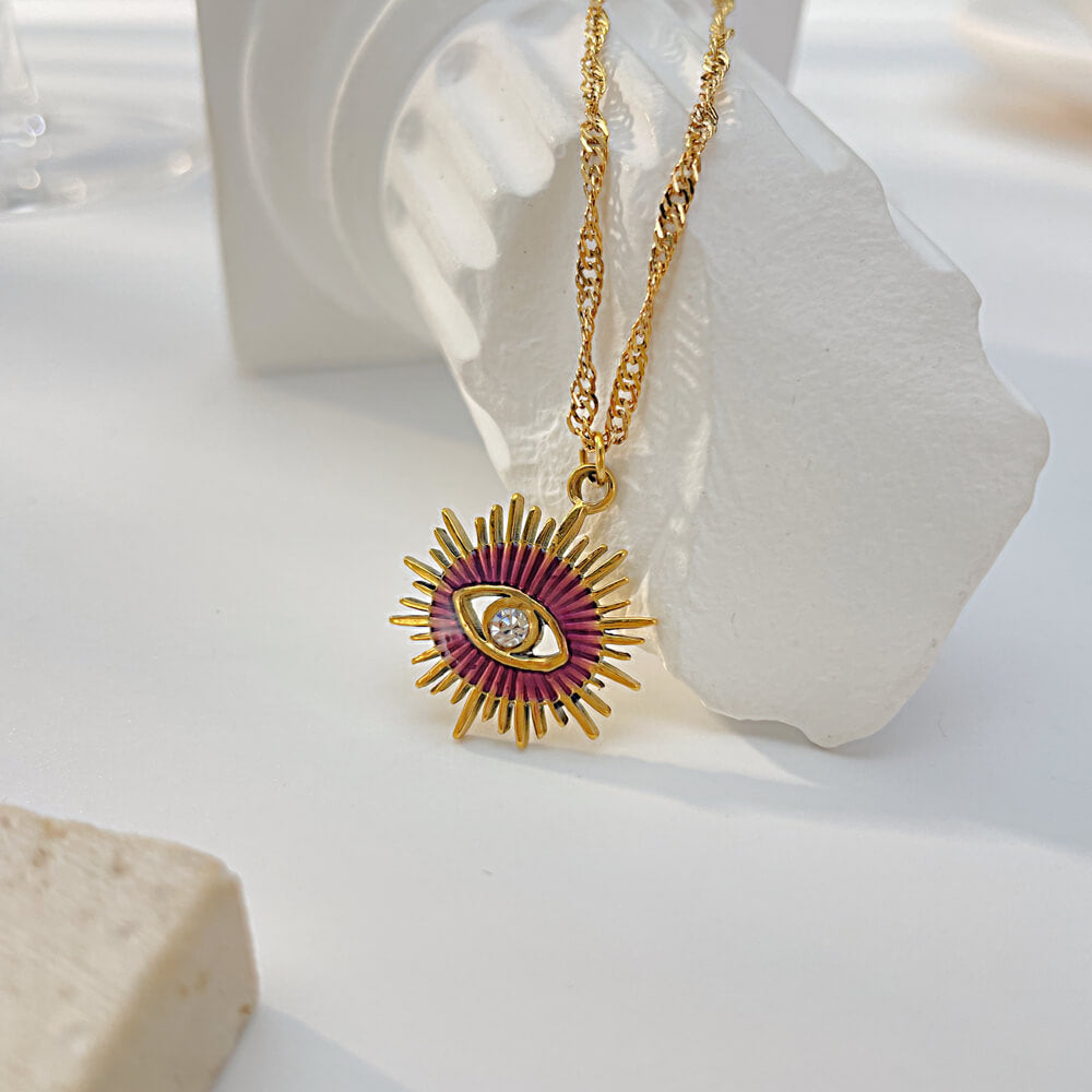 AG Gorgeous Gold Eye Stainless Steel Pendant Necklace - AGCHEN JEWELRY,necklace