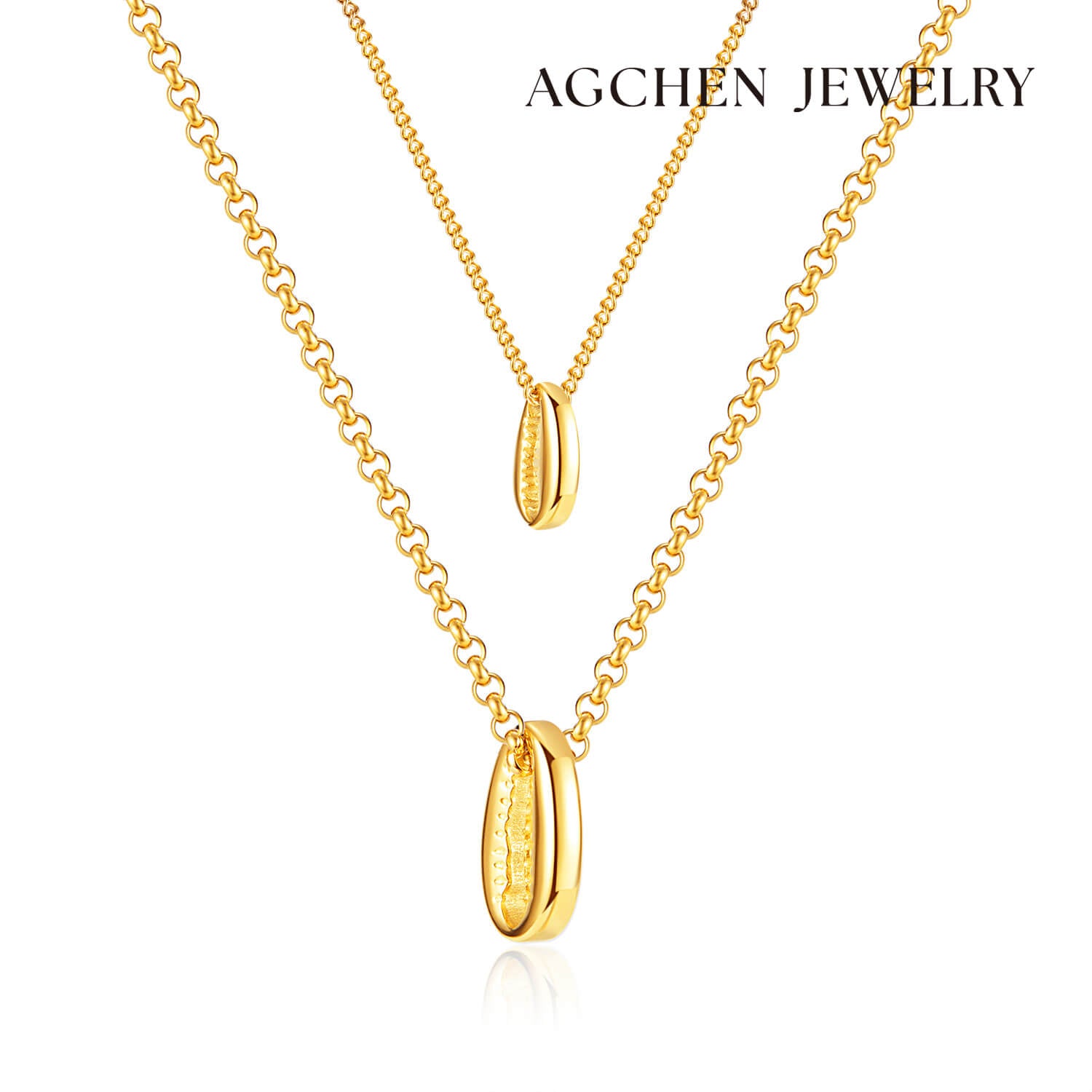 AG Gold Twins Sprouting Seeds Pendant Necklace - AGCHEN JEWELRY,necklace