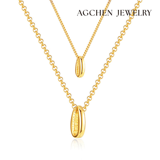 AG Gold Twins Sprouting Seeds Pendant Necklace - AGCHEN JEWELRY,necklace