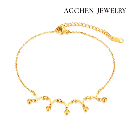 AG Gold Waving Stars On the Sea Stainless Steel Anklet - AGCHEN JEWELRY,anklet