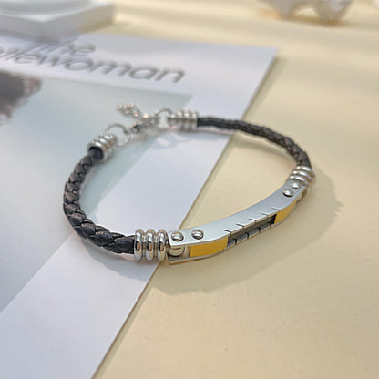 AG Everlasting Black Leather Stainless Steel Lover Bracelet - AGCHEN JEWELRY,lover bracelet