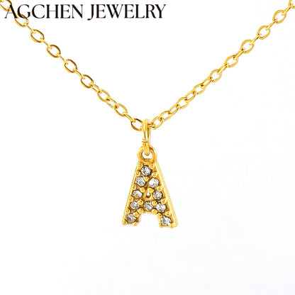 AG Stainless Steel Zirconia Letter Necklace