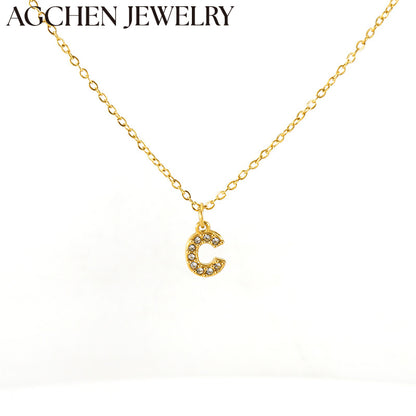 AG Stainless Steel Zirconia Letter Necklace